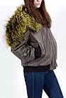 Куртка кожаная женская с меховым капюшоном AD-430310 smallphoto 5