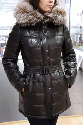 Пуховик женский кожаный 'ud-5292b'