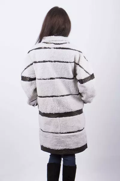Дубленка женская из овчины белого цвета BK-014049 фото 7