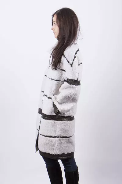 Дубленка женская из овчины белого цвета BK-014049 фото 6